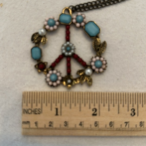 Bronze Boho Peace sign and flower necklace - Picture 4 of 5